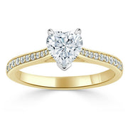 1.0 CT Heart Cut Solitaire Channel Pave Moissanite Engagement Ring - Barbara Maison 