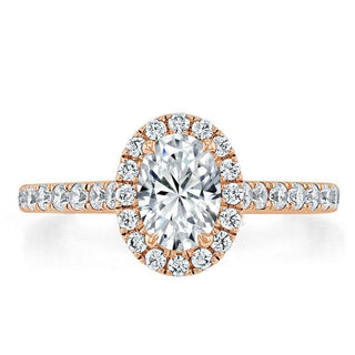 0.94 CT Oval Cut Halo Moissanite Engagement Ring With Pave Setting - Barbara Maison 