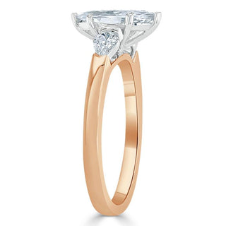 0.75 CT Marquise Cut Three Stone Moissanite Engagement Ring - Barbara Maison 