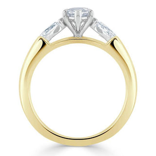 0.75 CT Marquise Cut Three Stone Moissanite Engagement Ring - Barbara Maison 