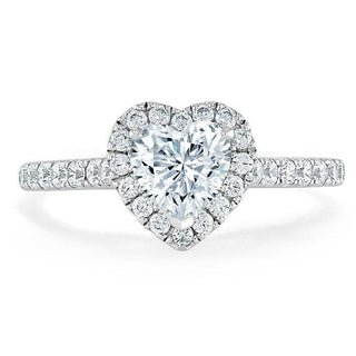 1.0 CT Heart Cut Halo Moissanite Engagement Ring With Pave Setting - Barbara Maison 