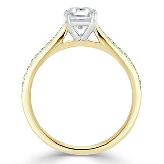 1.0 CT Asscher Cut Solitaire Moissanite Engagement Ring With Chanel Pave Setting - Barbara Maison 