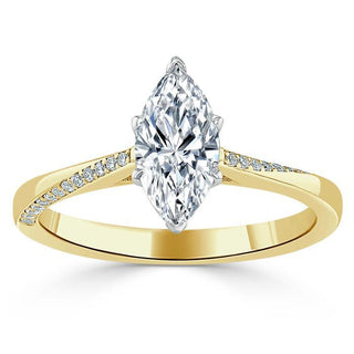 1.0 CT Marquise Cut Solitaire Moissanite Engagement Ring - Barbara Maison 