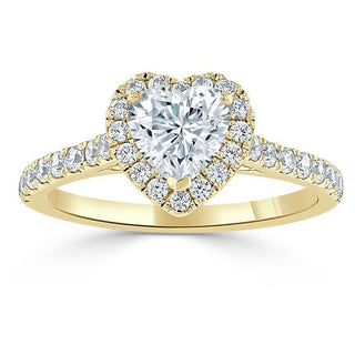 1.0 CT Heart Cut Halo Moissanite Engagement Ring With Pave Setting - Barbara Maison 