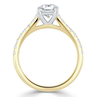 1.0 CT Asscher Cut Solitaire Pave Setting Moissanite Engagement Ring - Barbara Maison 