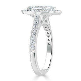 1.0 CT Marquise Cut Halo Moissanite Engagement Ring With Pave Setting - Barbara Maison 