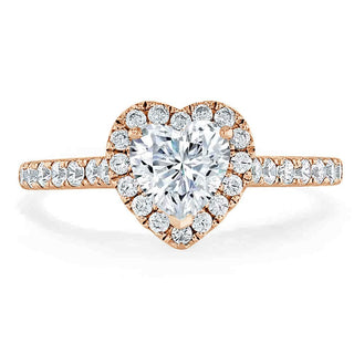 1.0 CT Heart Cut Halo Moissanite Engagement Ring With Pave Setting - Barbara Maison 