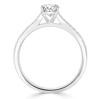 0.94 CT Oval Cut Solitaire Moissanite Engagement Ring With Pave Setting - Barbara Maison 