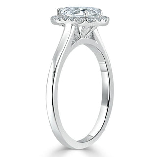 1.0 CT Pear Cut Halo Moissanite Engagement Ring - Barbara Maison 