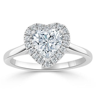 1.0 CT Heart Cut Halo Moissanite Engagement Ring - Barbara Maison 