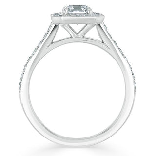 1.05 CT Asscher Cut Halo Pave Setting Moissanite Engagement Ring - Barbara Maison 