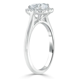 1.0 CT Heart Cut Halo Moissanite Engagement Ring - Barbara Maison 