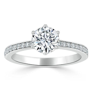 0.75 CT Round Cut Solitaire Moissanite Engagement Ring With Channel Setting - Barbara Maison 