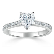 1.0 CT Heart Cut Solitaire Channel Pave Moissanite Engagement Ring - Barbara Maison 
