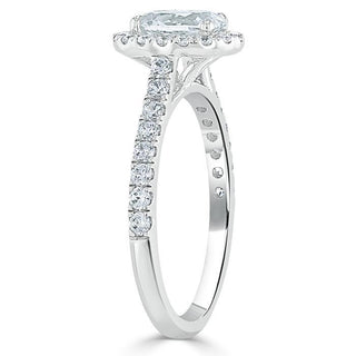 0.94 CT Oval Cut Halo Moissanite Engagement Ring With Pave Setting - Barbara Maison 