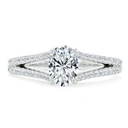 0.75 CT Oval Cut Solitaire Split Shank Style Moissanite Engagement Ring - Barbara Maison 