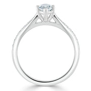 1.0 CT Marquise Cut Solitaire Channel Pave Moissanite Engagement Ring - Barbara Maison 