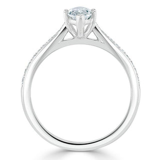 1.0 CT Marquise Cut Solitaire Channel Pave Moissanite Engagement Ring - Barbara Maison 