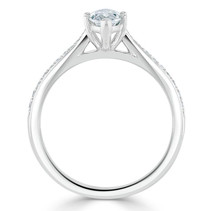 1.0 CT Marquise Cut Solitaire Channel Pave Moissanite Engagement Ring - Barbara Maison 