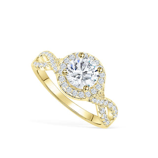 1.50 CT Oval Cut Halo Twisted Pave Moissanite Engagement Ring - Barbara Maison 