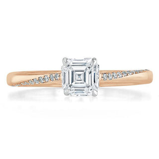 0.75 CT Asscher Cut Solitaire Moissanite Engagement Ring - Barbara Maison 