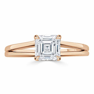 1.0 CT Asscher Cut Solitaire Split Shank Setting Moissanite Engagement Ring - Barbara Maison 