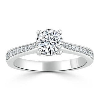 0.75 CT Round Cut Solitaire Moissanite Engagement Ring With Channel Setting - Barbara Maison 