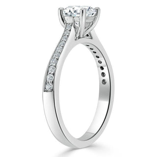 0.75 CT Round Cut Solitaire Moissanite Engagement Ring With Channel Setting - Barbara Maison 