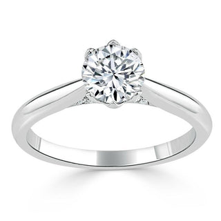 0.75 CT Round Cut Solitaire Moissanite Engagement Ring - Barbara Maison 