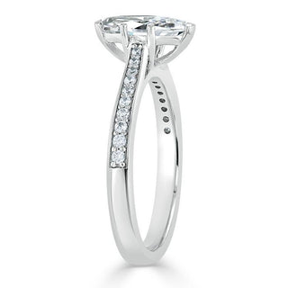 1.0 CT Marquise Cut Solitaire Channel Pave Moissanite Engagement Ring - Barbara Maison 