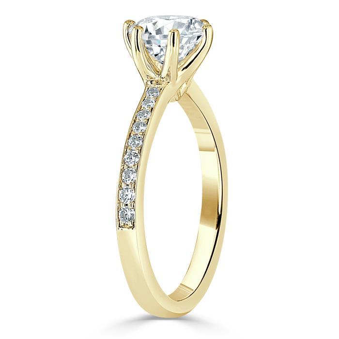 0.75 CT Round Cut Solitaire Moissanite Engagement Ring With Channel Setting - Barbara Maison 