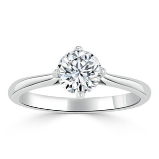 0.75 CT Round Cut Solitaire Moissanite Engagement Ring - Barbara Maison 