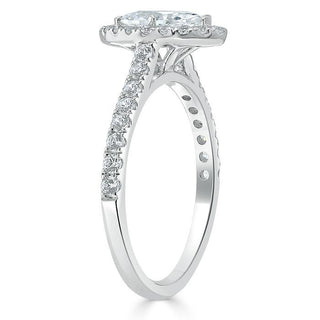 1.0 CT Marquise Cut Halo Moissanite Engagement Ring With Pave Setting - Barbara Maison 