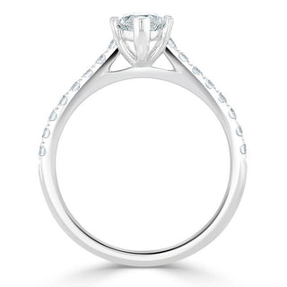 1.0 CT Marquise Cut Solitaire Pave Moissanite Engagement Ring - Barbara Maison 