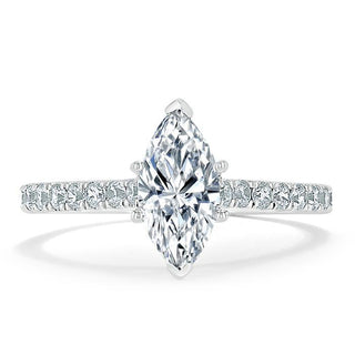 1.0 CT Marquise Cut Solitaire Pave Moissanite Engagement Ring - Barbara Maison 