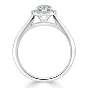 1.0 CT Pear Cut Halo Moissanite Engagement Ring - Barbara Maison 