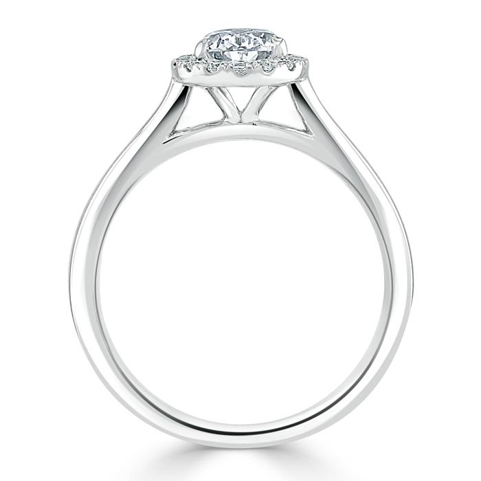 1.0 CT Pear Cut Halo Moissanite Engagement Ring - Barbara Maison 