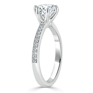 0.75 CT Round Cut Solitaire Moissanite Engagement Ring With Channel Setting - Barbara Maison 