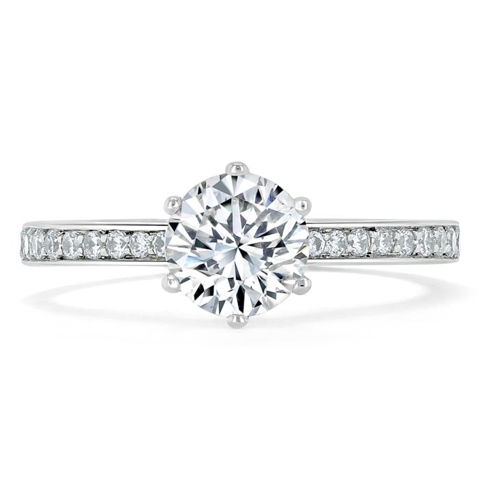 0.75 CT Round Cut Solitaire Moissanite Engagement Ring With Channel Setting - Barbara Maison 