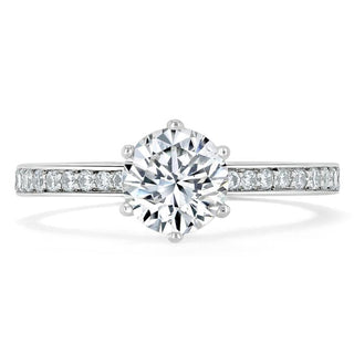 0.75 CT Round Cut Solitaire Moissanite Engagement Ring With Channel Setting - Barbara Maison 