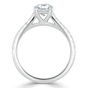 1.0 CT Asscher Cut Solitaire Pave Setting Moissanite Engagement Ring - Barbara Maison 