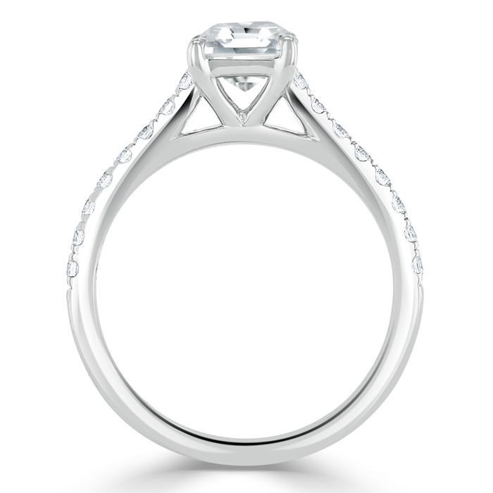 1.0 CT Asscher Cut Solitaire Pave Setting Moissanite Engagement Ring - Barbara Maison 