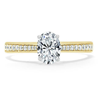 0.94 CT Oval Cut Solitaire Moissanite Engagement Ring With Pave Setting - Barbara Maison 