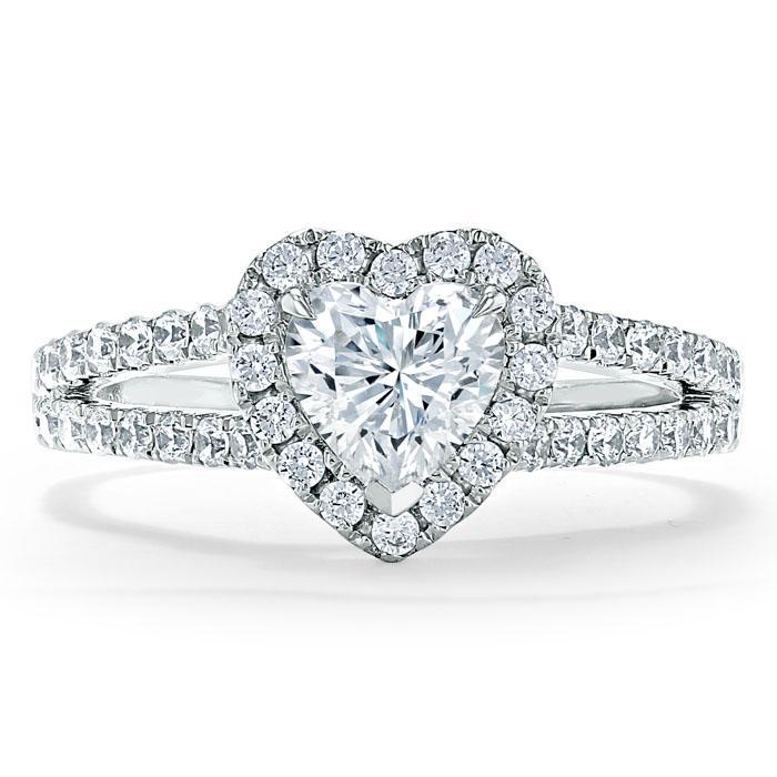 1.0 CT Heart Cut Halo Split Shank Style Moissanite Engagement Ring - Barbara Maison 