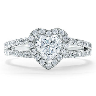 1.0 CT Heart Cut Halo Split Shank Style Moissanite Engagement Ring - Barbara Maison 