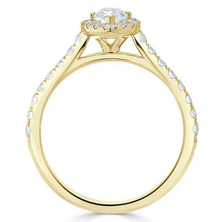 1.0 CT Marquise Cut Halo Moissanite Engagement Ring With Pave Setting - Barbara Maison 