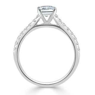 1.0 CT Princess Cut Solitaire Pave Setting Moissanite Engagement Ring - Barbara Maison 