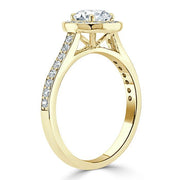 0.75 CT Round Cut Halo Pave Moissanite Engagement Ring - Barbara Maison 