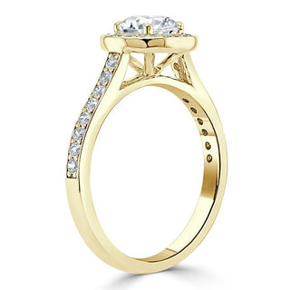 0.75 CT Round Cut Halo Pave Moissanite Engagement Ring - Barbara Maison 