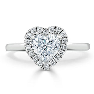 1.0 CT Heart Cut Halo Moissanite Engagement Ring - Barbara Maison 